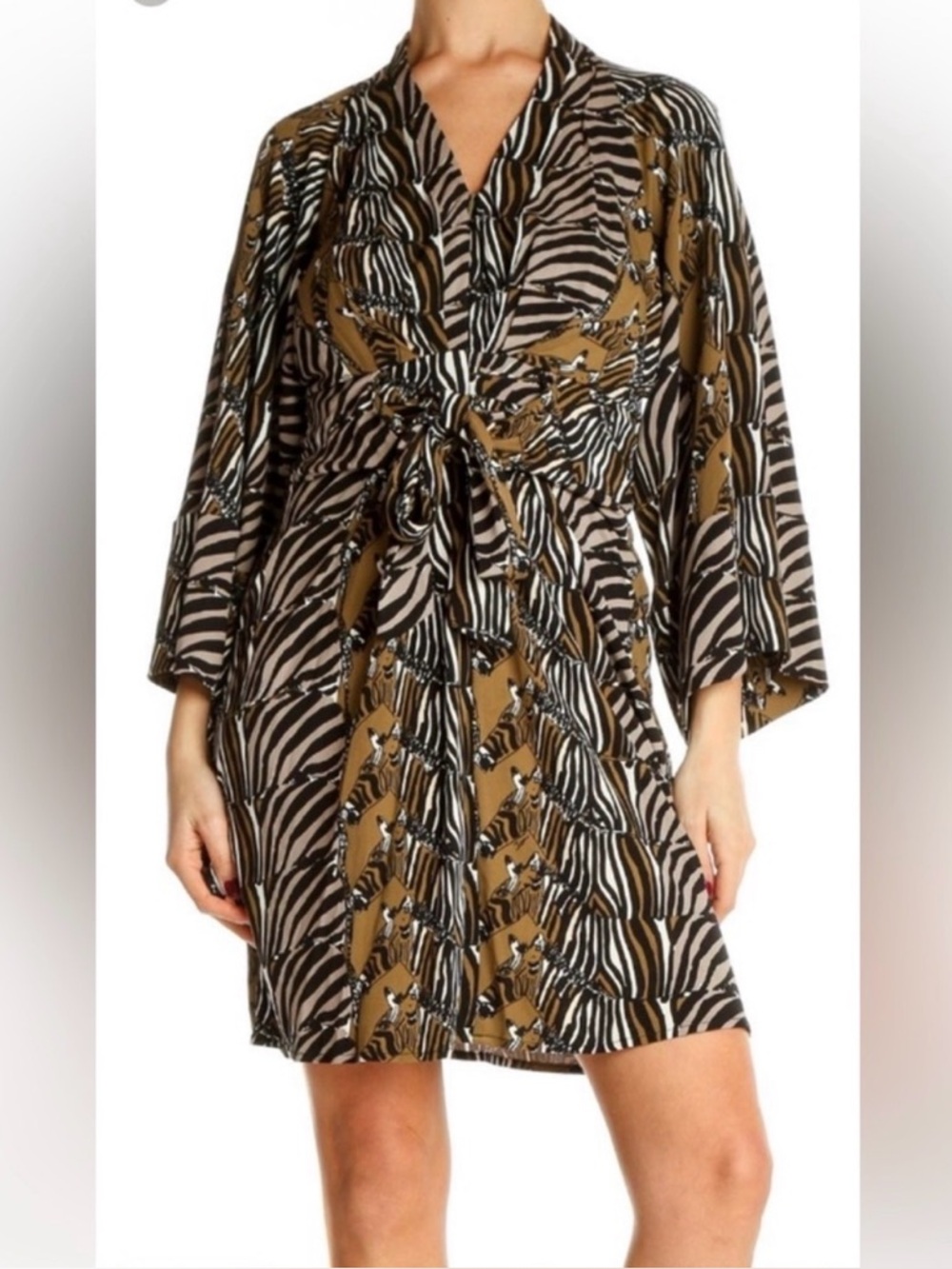 EUC Banana Republic Zebra-Print Kimono Dress